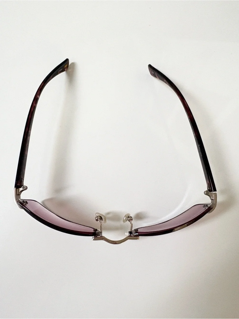 Vintage Fossil Y2K Savannah Rimless Sunglasses Purple Gradient Lenses MS3859